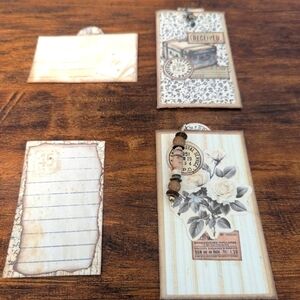 Set Of 2 Junk Journaling Pockets & 4 Tags With Journaling On The Back- Post Card